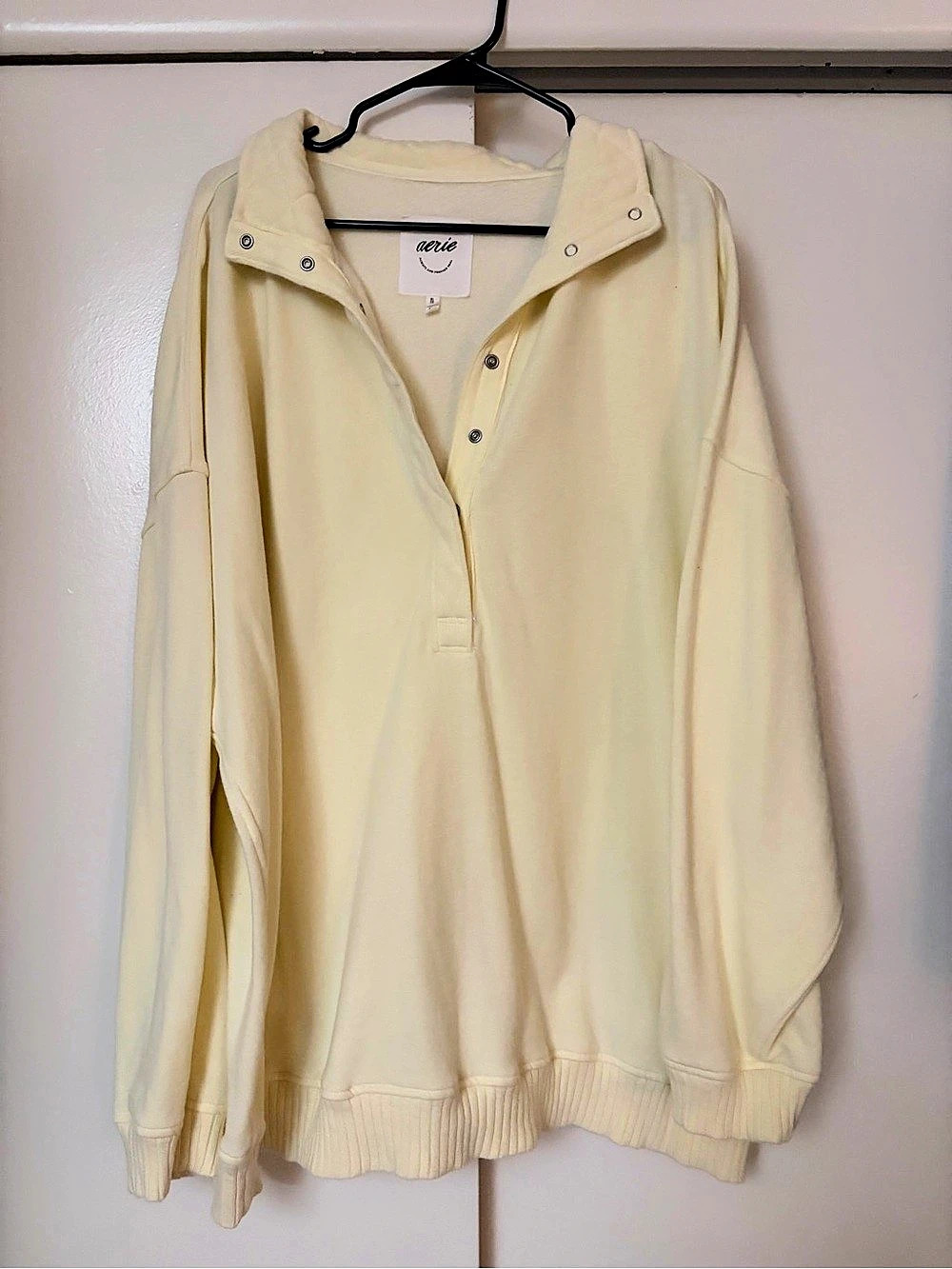 Aerie Oh Snap! Sweatshirt Snap Pullover Yellow XL
